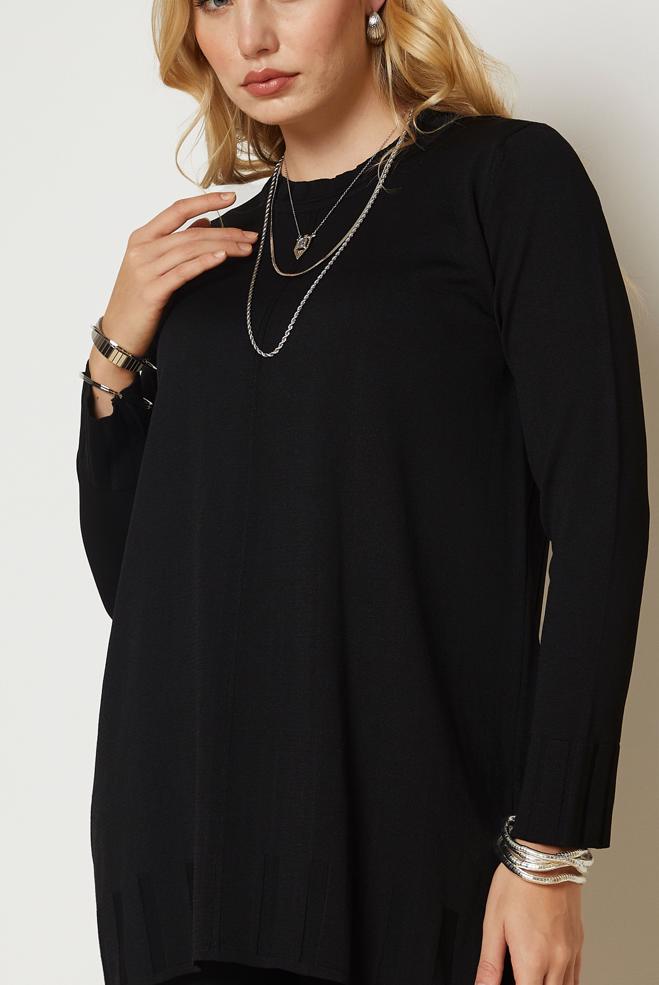 Vêtements hijab NOIR TUNIQUE EN MAILLE 46932 - ALVİNA