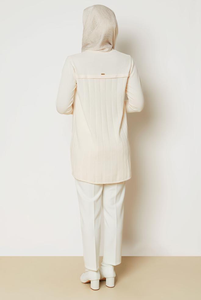 Hijab clothing ECRU KNITWEAR TUNIC 46932 - ALVİNA