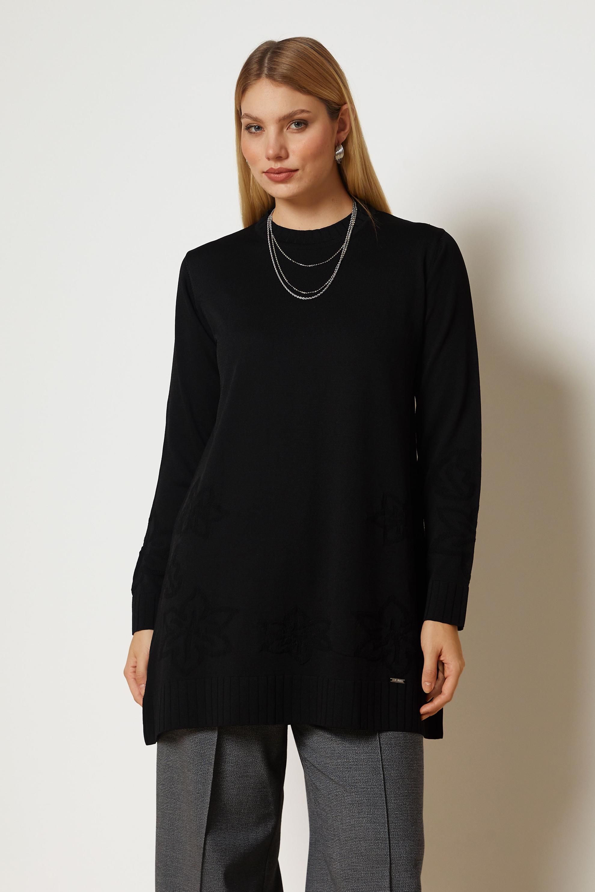 Vêtements hijab NOIR TUNIQUE EN MAILLE 46938