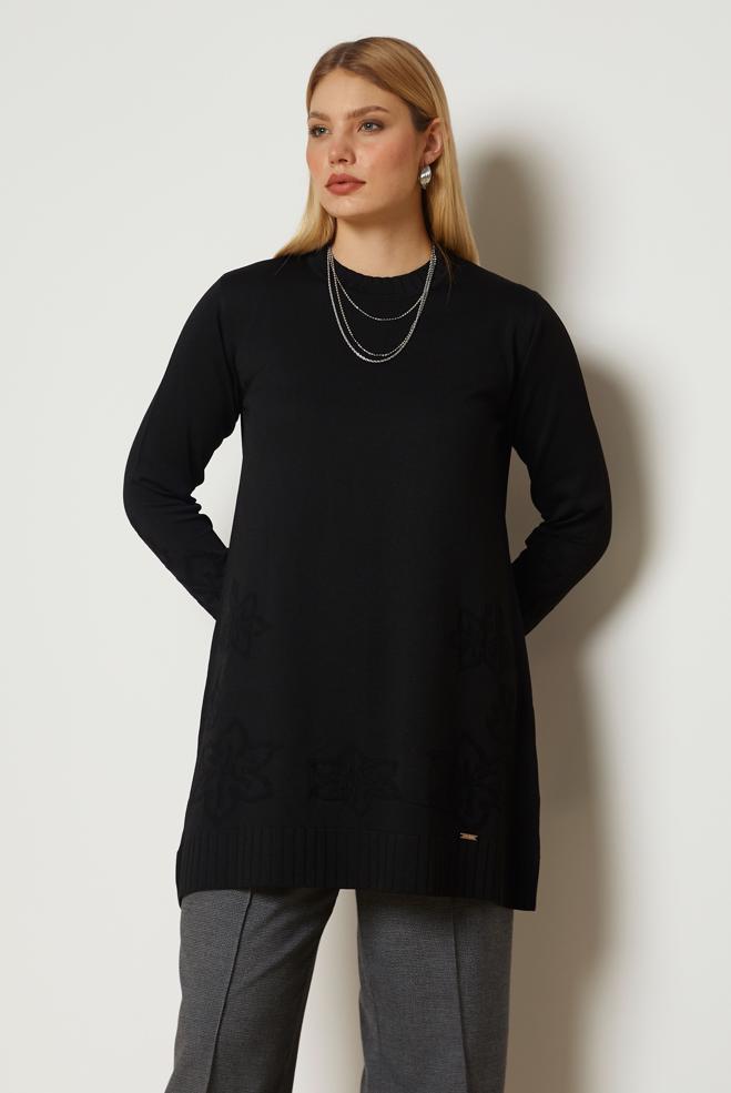 Vêtements hijab NOIR TUNIQUE EN MAILLE 46938 - ALVİNA