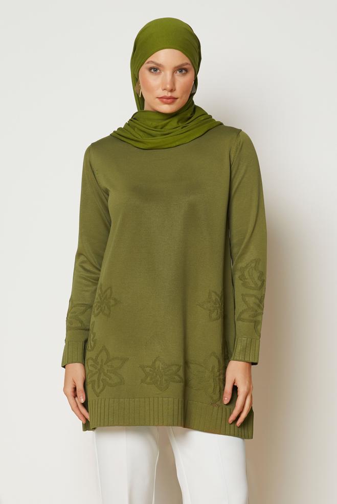 Vêtements hijab BRUN TUNIQUE EN MAILLE 46938 - ALVİNA