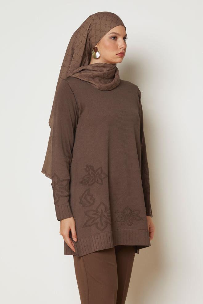 Hijab clothing BROWN KNITWEAR TUNIC 46938 - ALVİNA