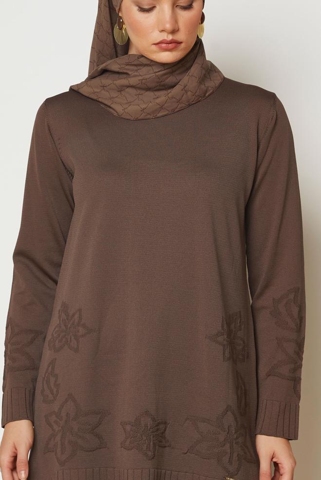 Hijab clothing BROWN KNITWEAR TUNIC 46938 - ALVİNA