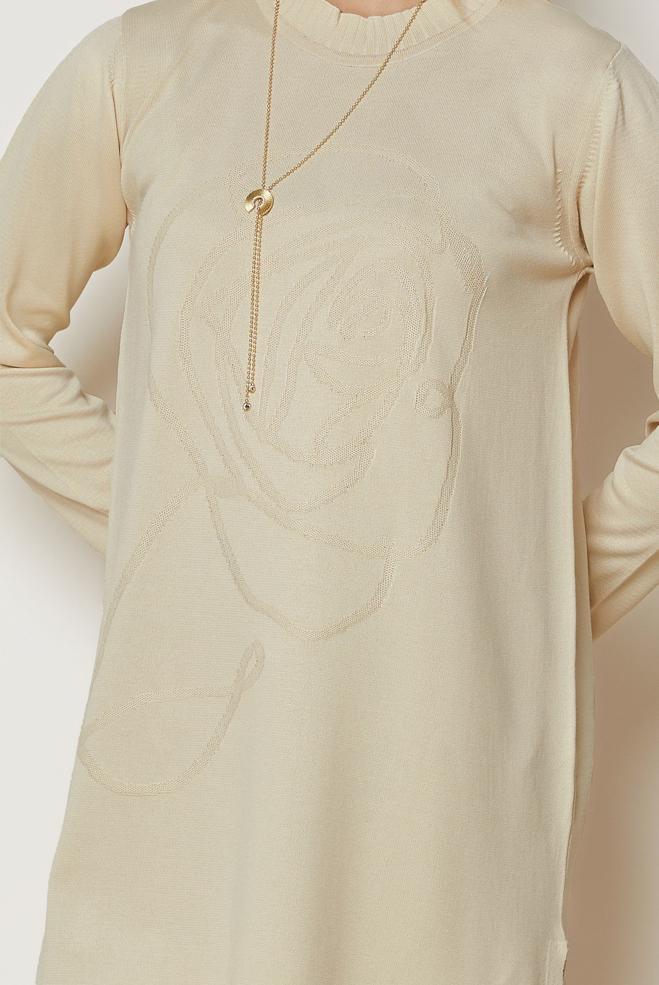 Vêtements hijab BRUN TUNIQUE EN MAILLE 46940 - ALVİNA