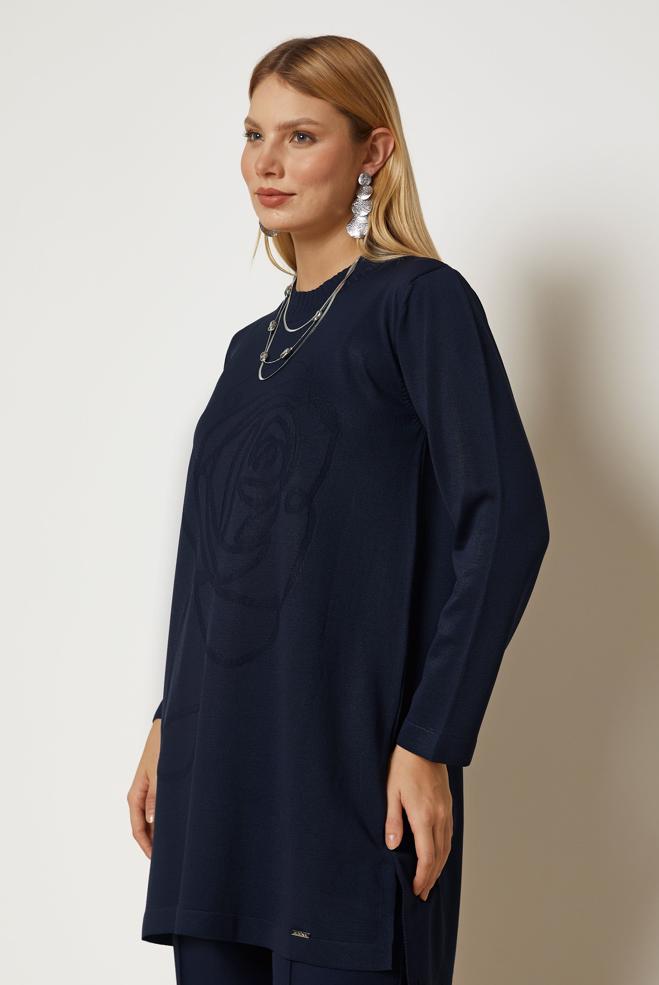Hijab clothing NAVY BLUE KNITWEAR TUNIC 46940 - ALVİNA