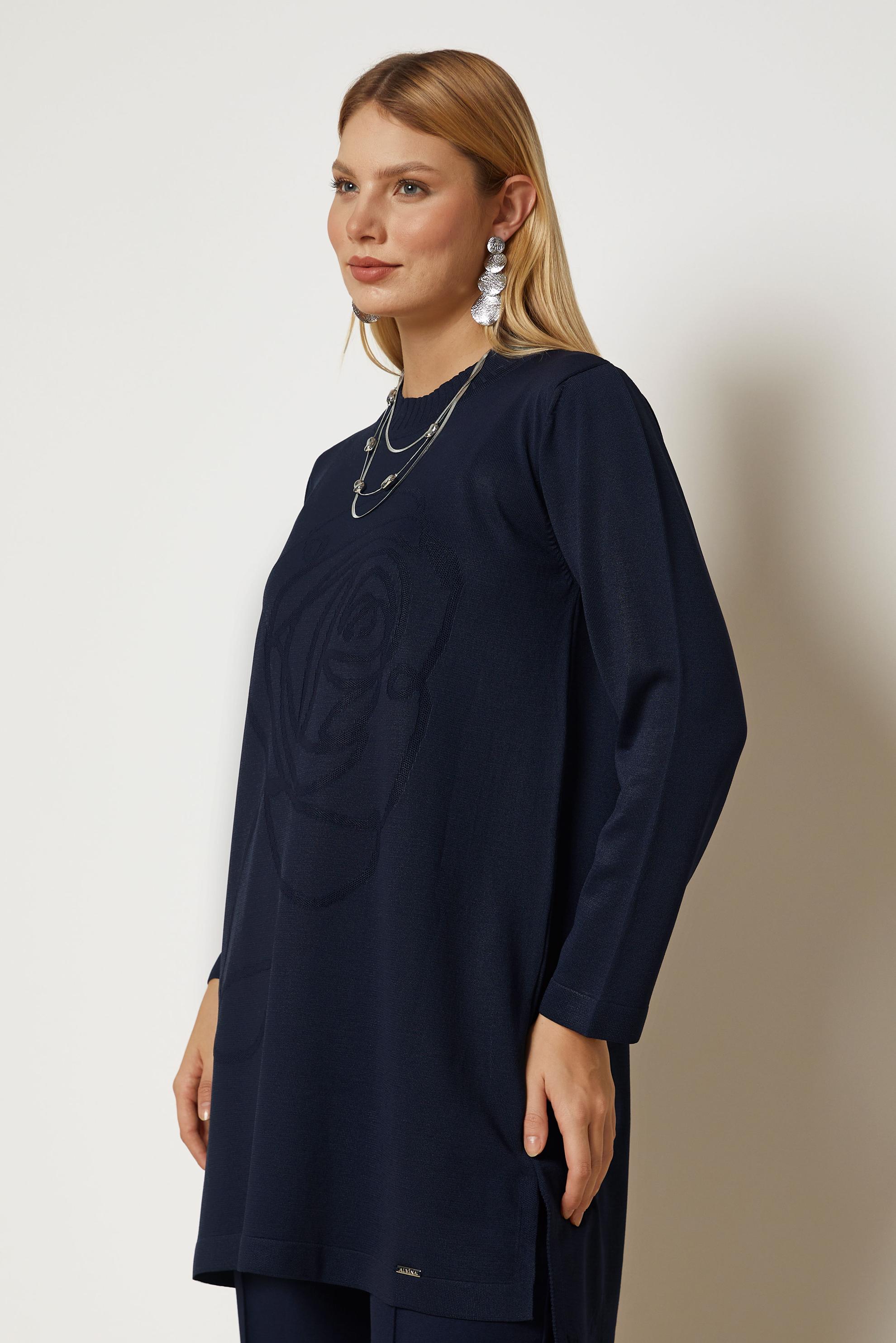 Hijab clothing NAVY BLUE KNITWEAR TUNIC 46940