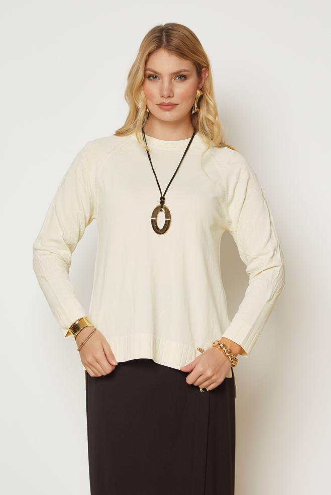 Vêtements hijab BLANC TUNIQUE EN MAILLE 46944 - ALVİNA
