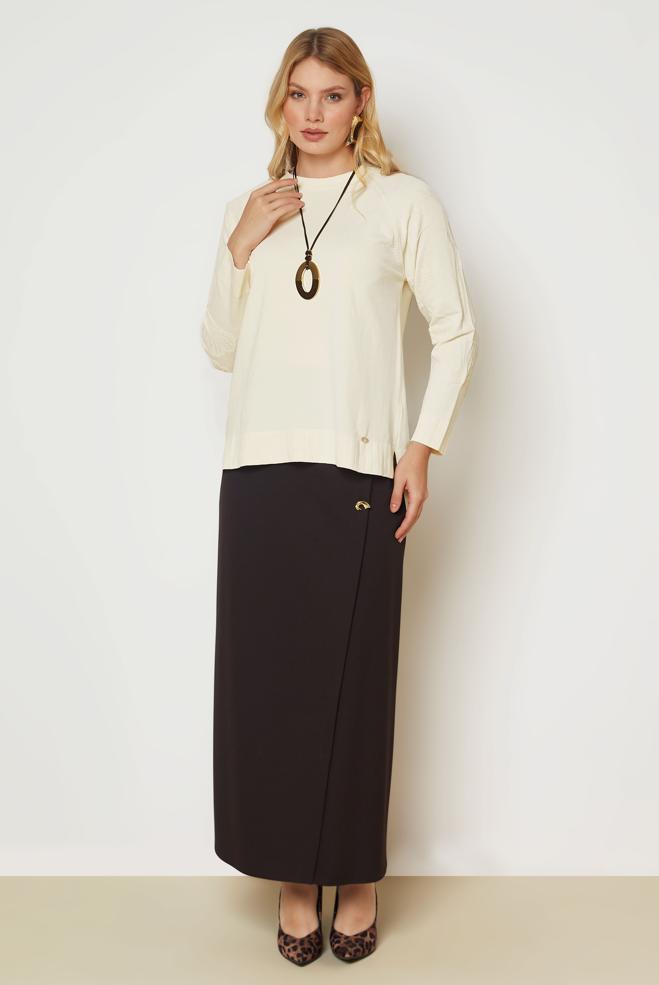 Vêtements hijab BLANC TUNIQUE EN MAILLE 46944 - ALVİNA