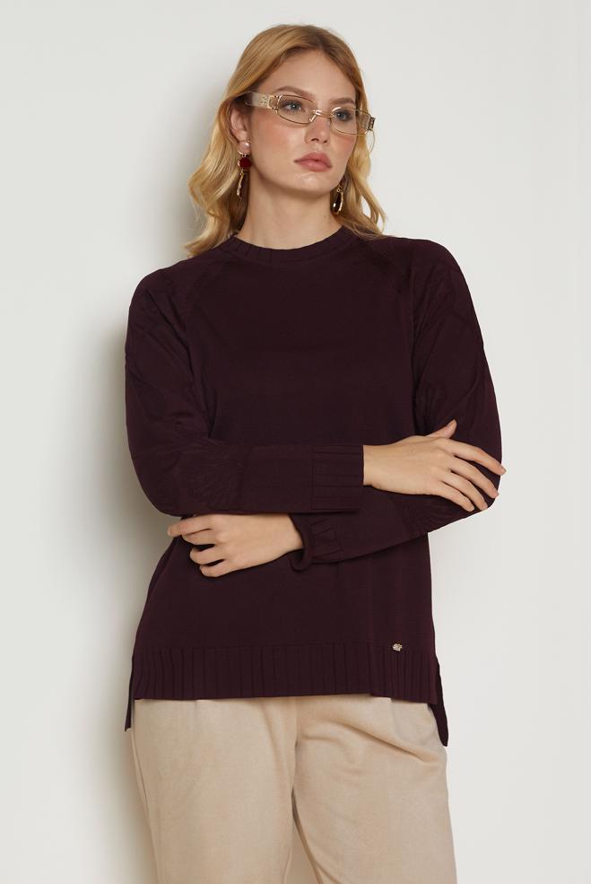 Vêtements hijab PRUNE TUNIQUE EN MAILLE 46944 - ALVİNA