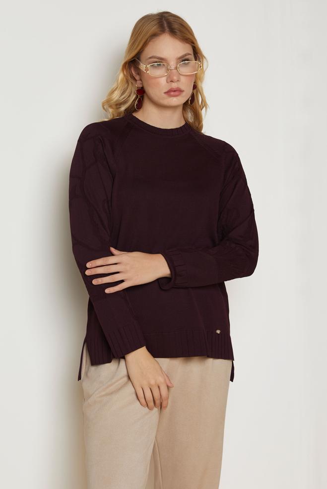 Vêtements hijab PRUNE TUNIQUE EN MAILLE 46944 - ALVİNA