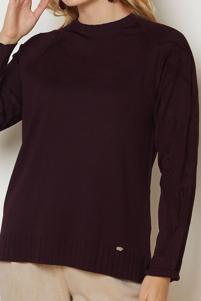 Vêtements hijab PRUNE TUNIQUE EN MAILLE 46944 - ALVİNA