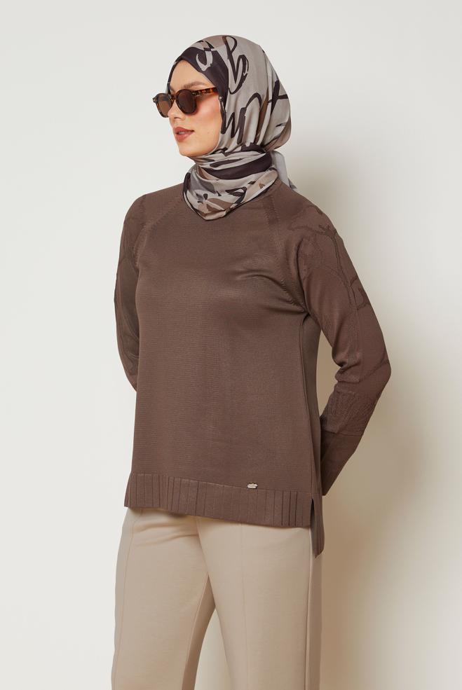 Hijab clothing BROWN KNITWEAR TUNIC 46944 - ALVİNA