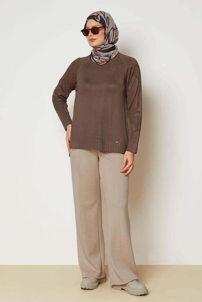 Hijab clothing BROWN KNITWEAR TUNIC 46944 - ALVİNA