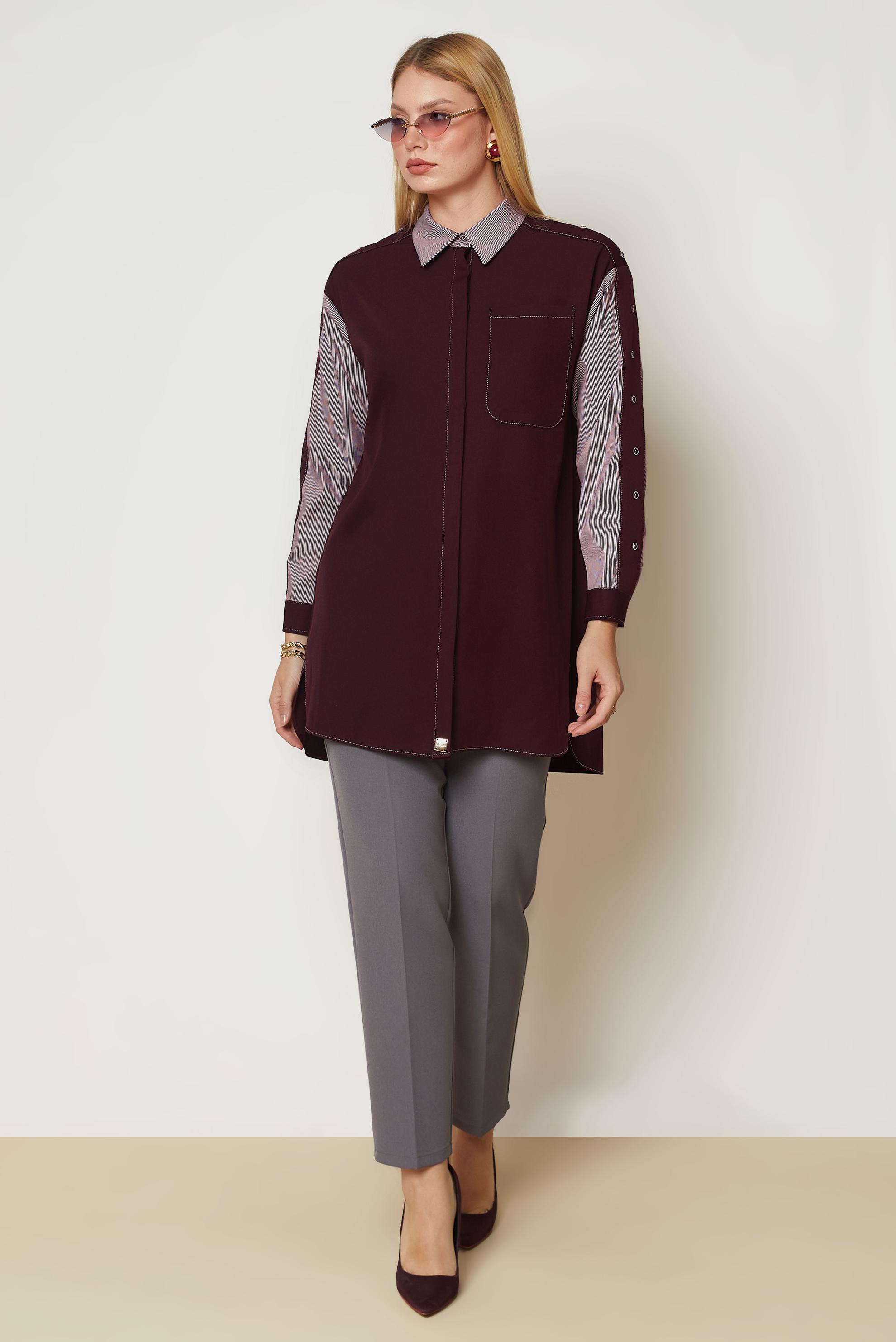 Hijab clothing CLARET RED BUTTON DETAIL TUNIC 47006