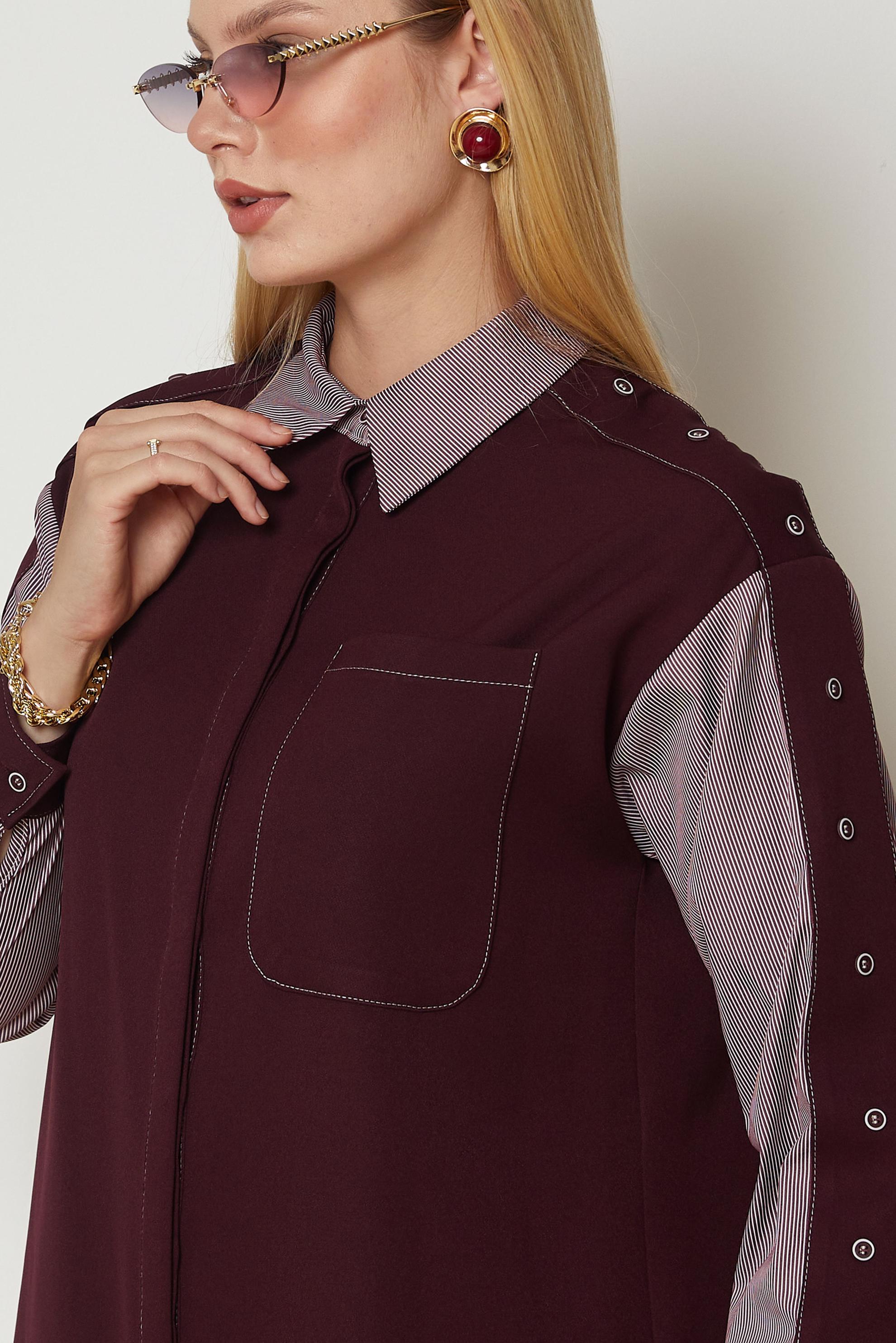 Hijab clothing CLARET RED BUTTON DETAIL TUNIC 47006