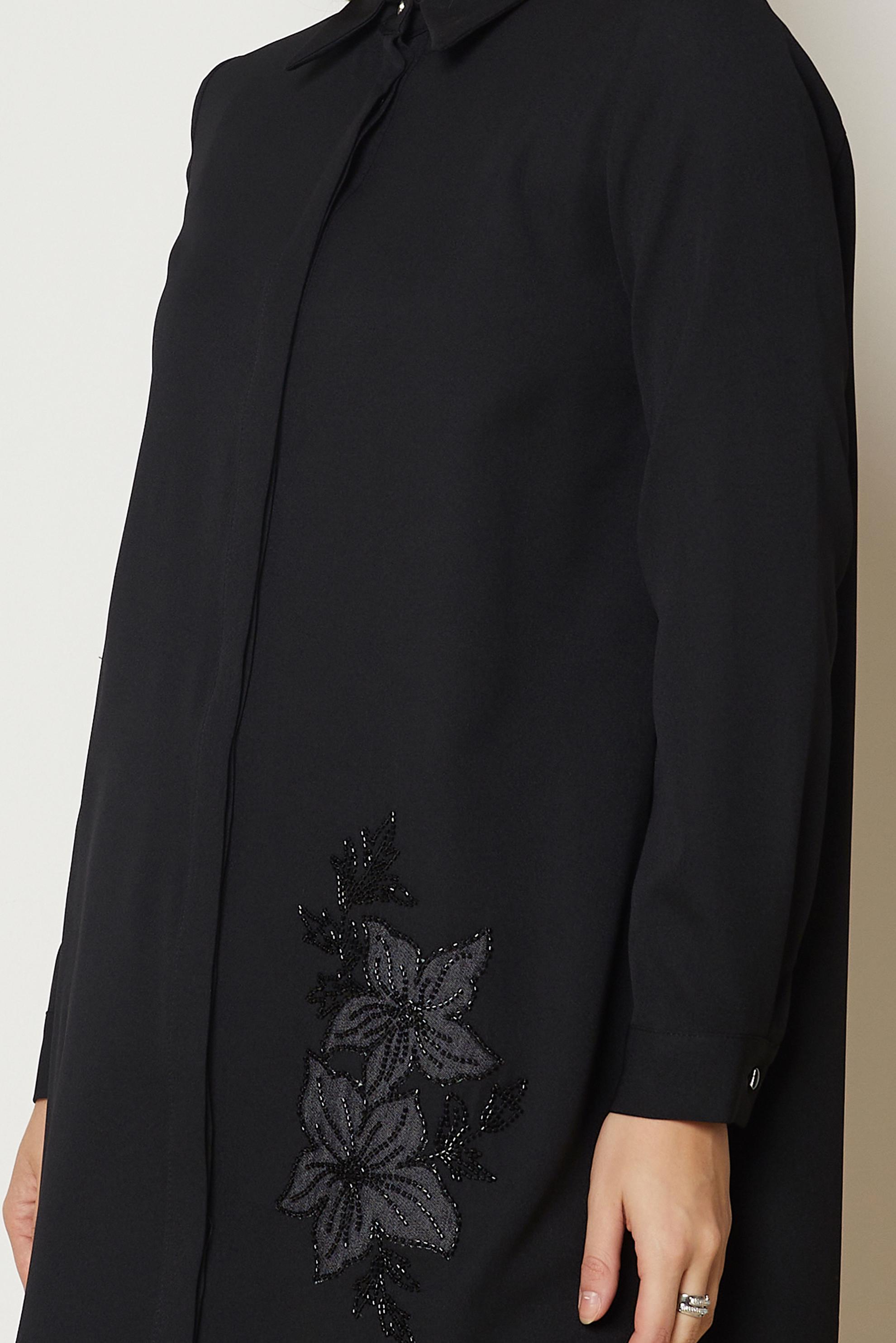 Hijab clothing BLACK EMBROIDERY DETAIL TUNIC 47016
