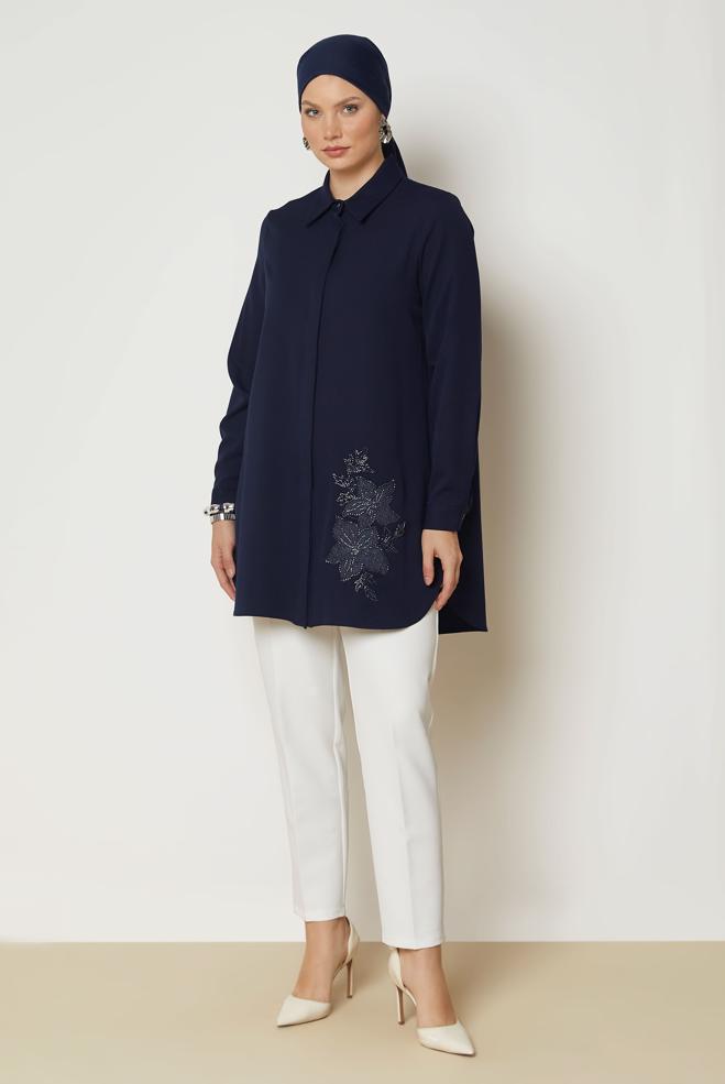 Hijab clothing NAVY BLUE 47016 43961 TUNİK 40-48 TEK38 - ALVİNA