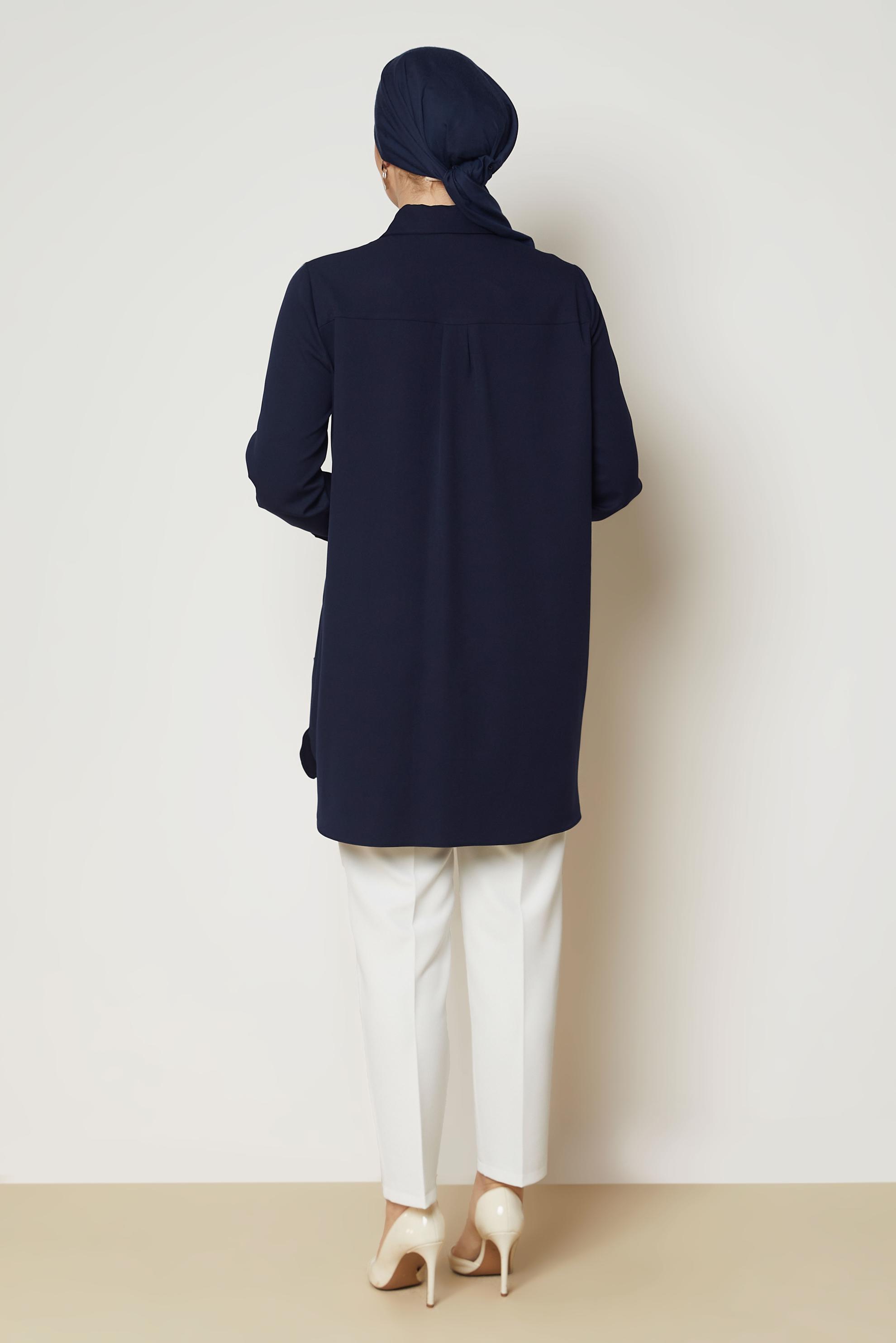 Hijab clothing NAVY BLUE EMBROIDERY DETAIL TUNIC 47016