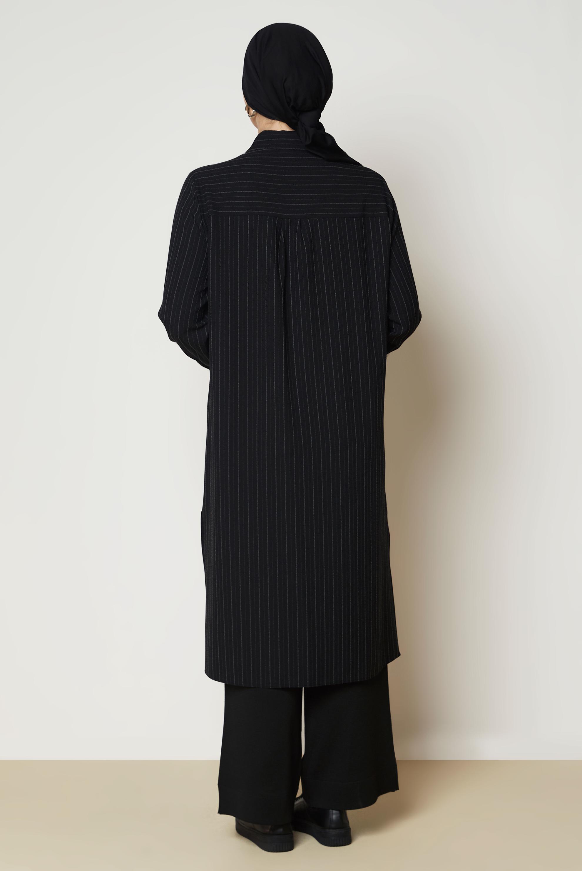 Hijab clothing BLACK STRIPED LONG TUNIC 47090