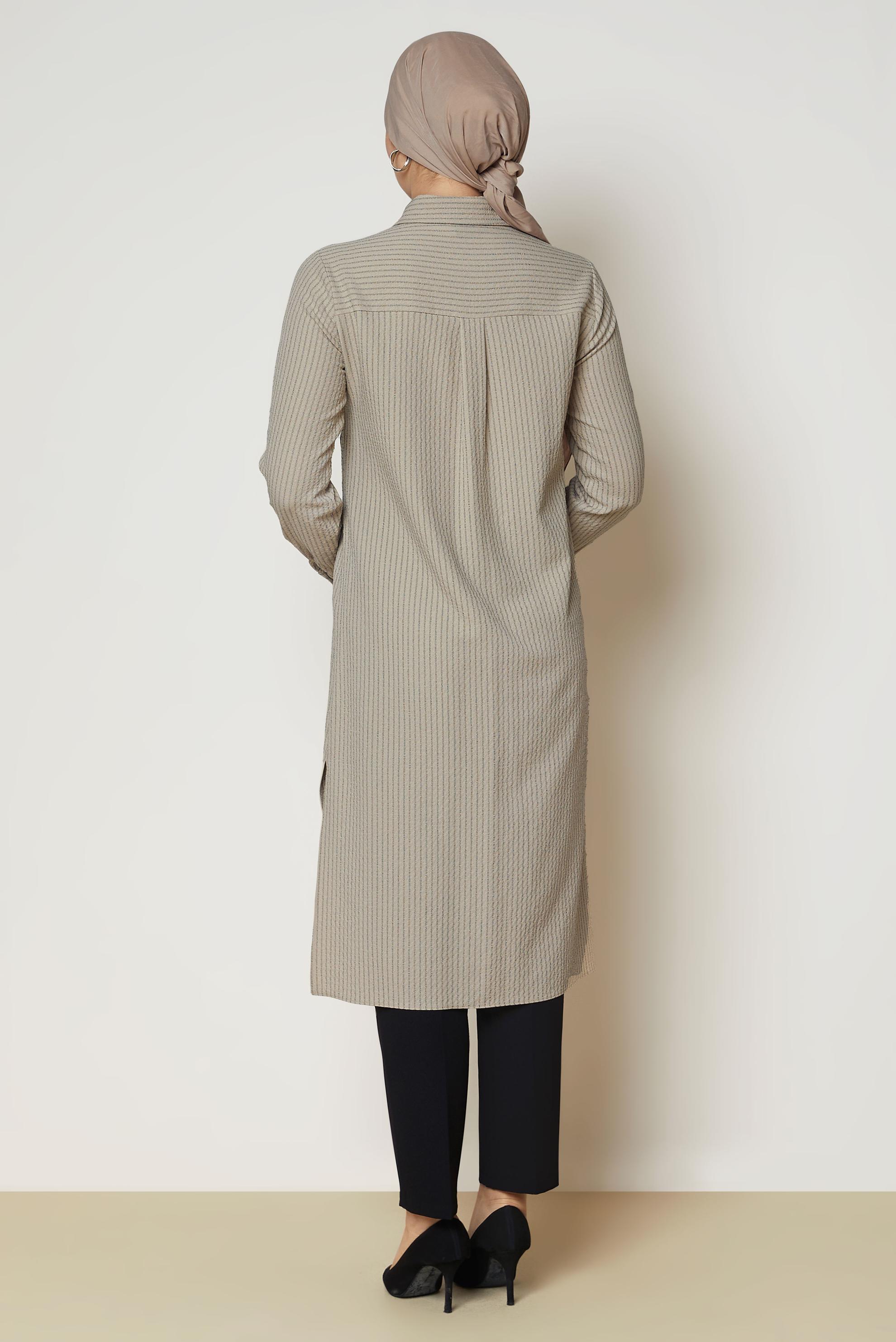 Hijab clothing BROWN STRIPED LONG TUNIC 47091
