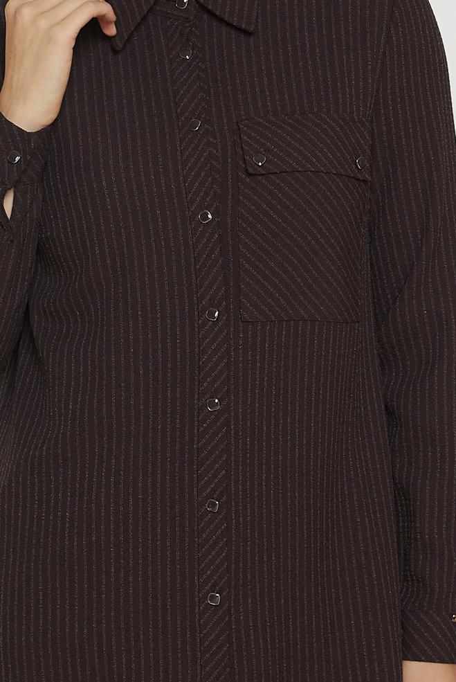 Hijab clothing BROWN STRIPED LONG TUNIC 47091 - ALVİNA