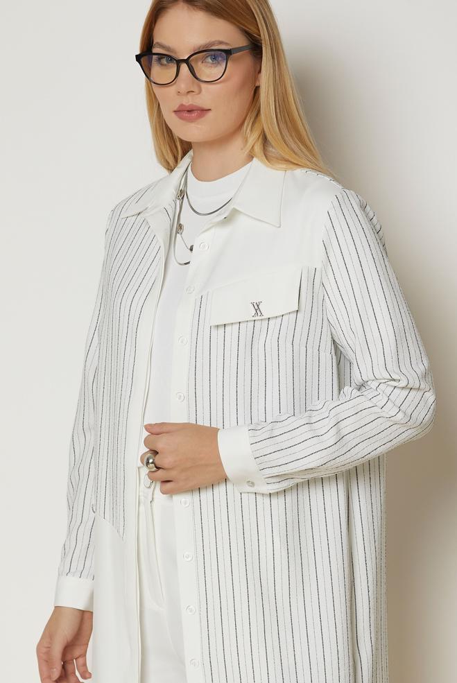 Hijab clothing WHITE SHIRT COLLAR TUNIC 47093 - ALVİNA