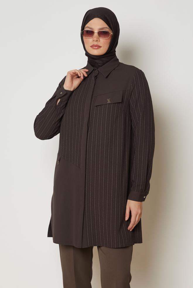 Tesettür giyim KAHVE 47093 TİVOLİ TUNİK 40-48 TEK 42 - ALVİNA