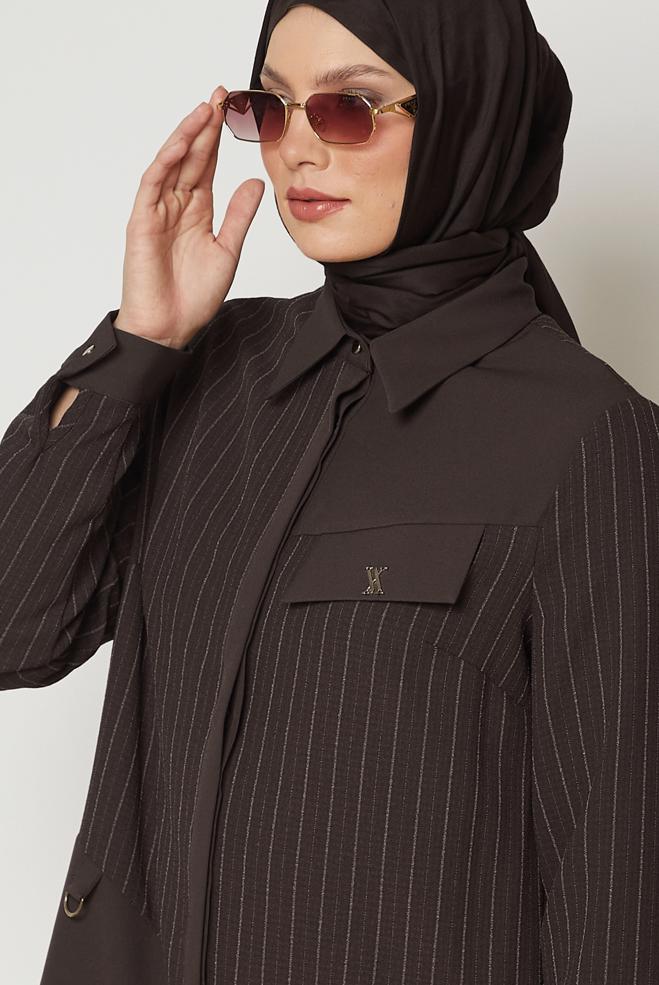 Tesettür giyim KAHVE 47093 TİVOLİ TUNİK 40-48 TEK 42 - ALVİNA