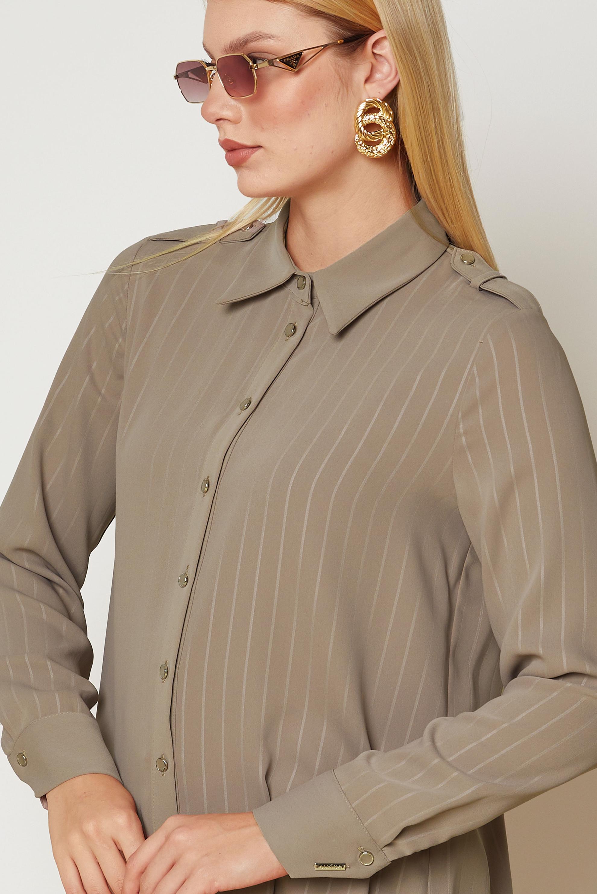 Hijab clothing MINK STRIPED SHIRT COLLAR TUNIC 47119