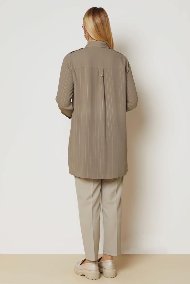 Hijab clothing MINK STRIPED SHIRT COLLAR TUNIC 47119 - ALVİNA
