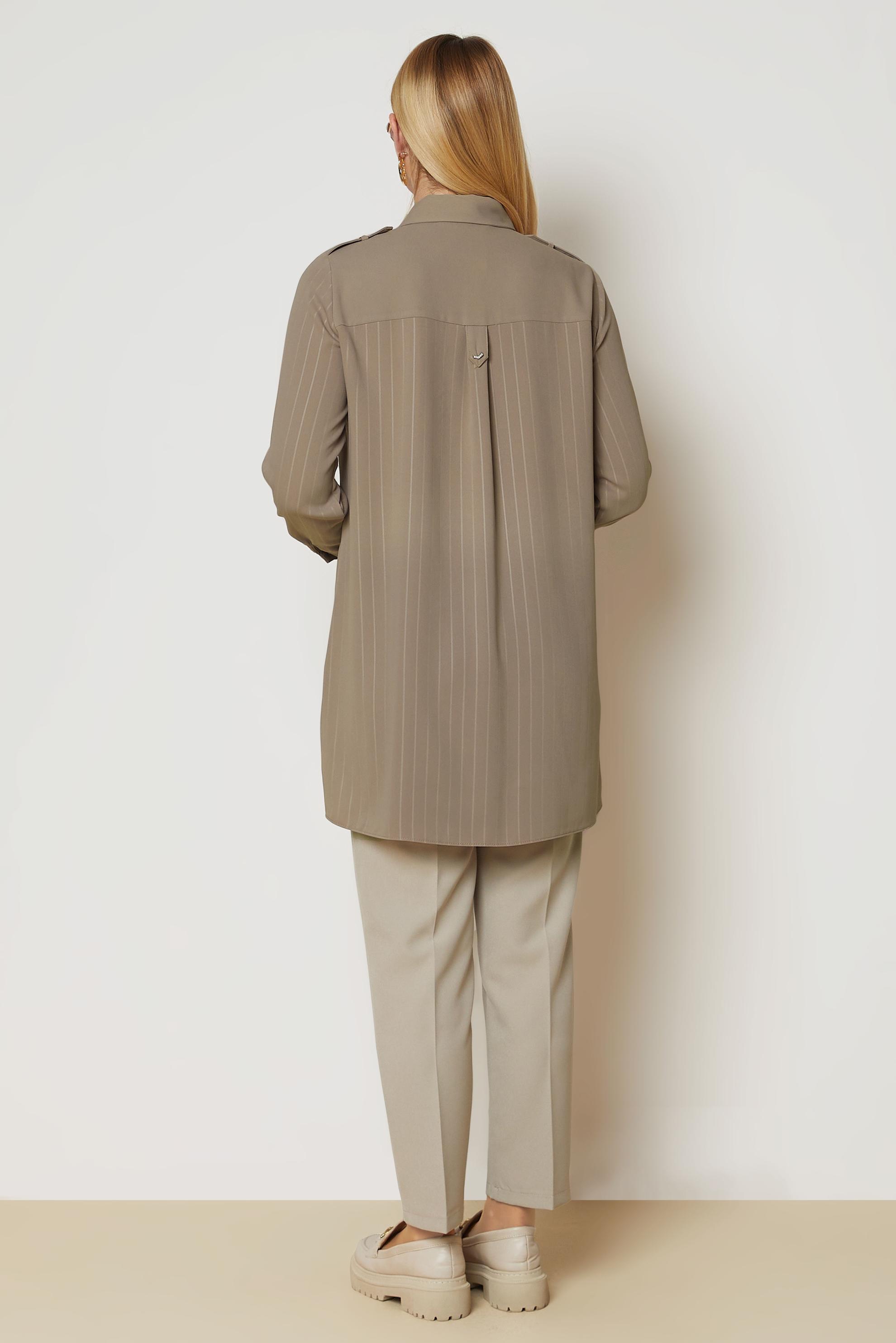 Hijab clothing MINK STRIPED SHIRT COLLAR TUNIC 47119