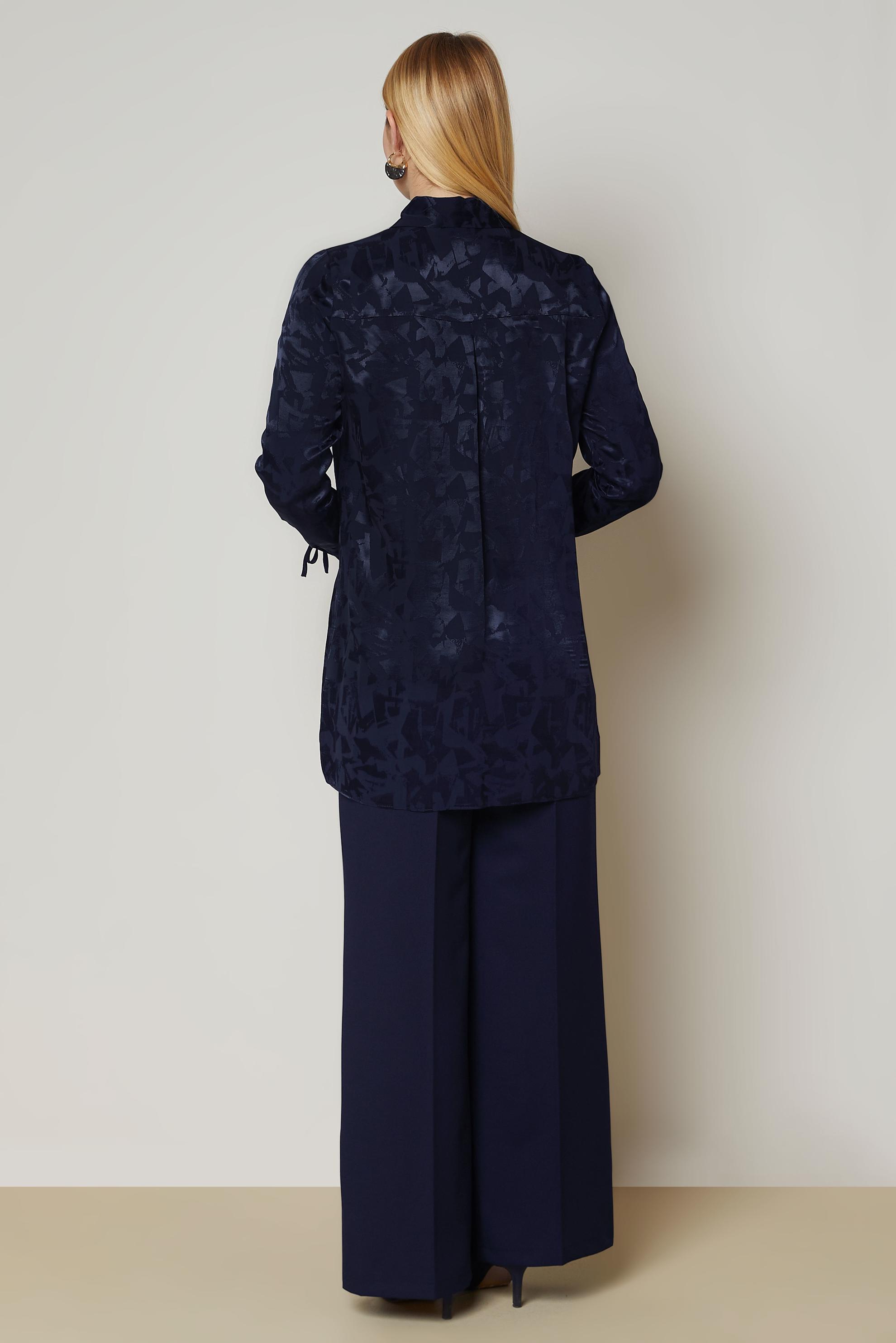Hijab clothing NAVY BLUE SATIN  JACQUARD TUNIC 47128